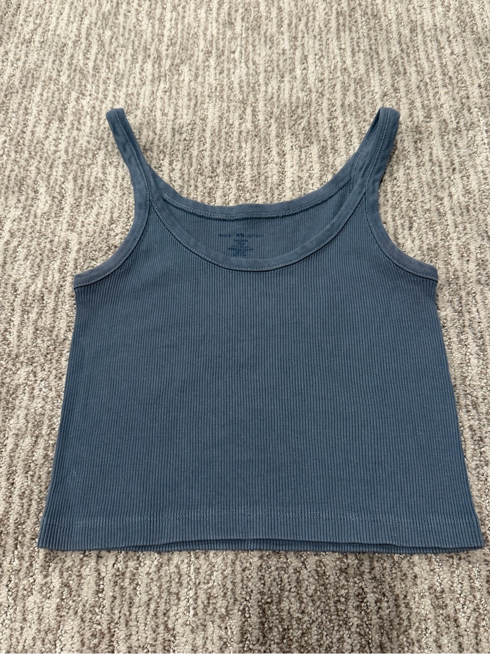 Brandy Melville Slate Blue Ribbed Cropped Tank Top Medium